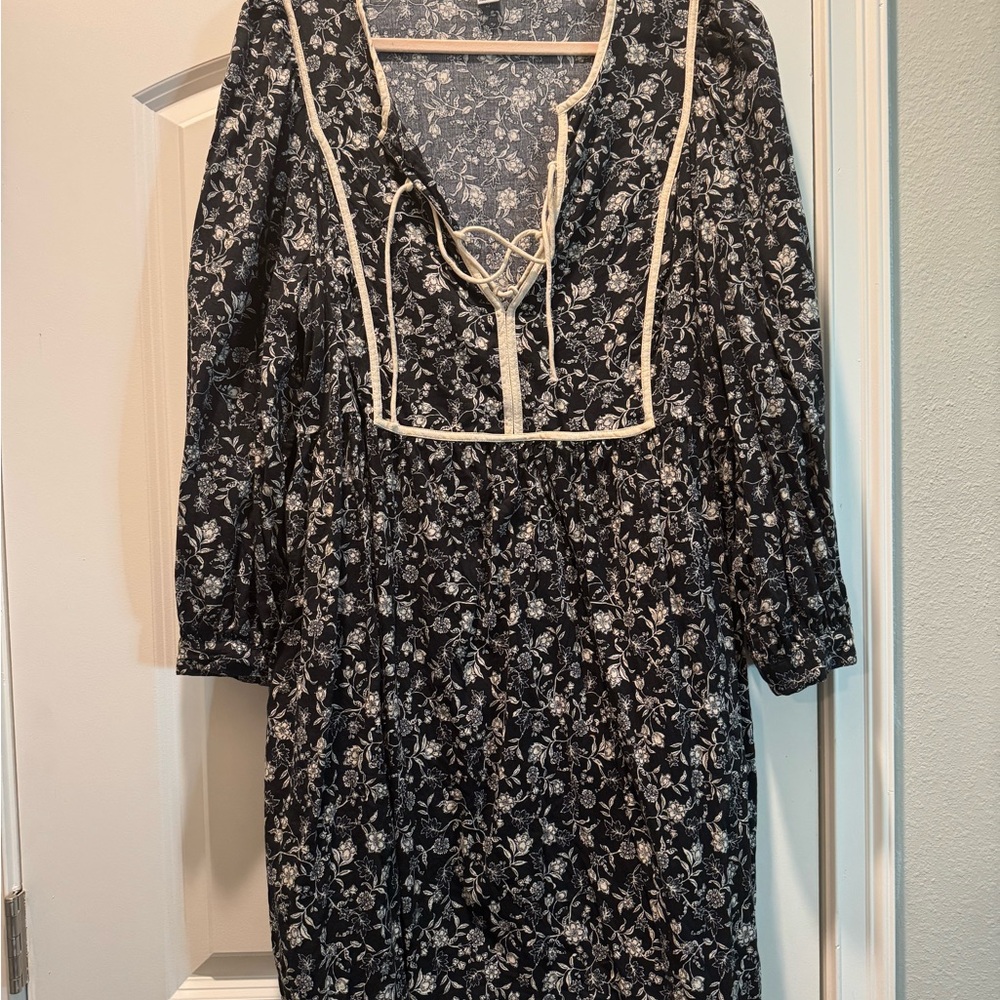 Floral Black and White Dress